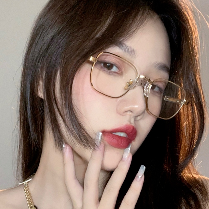 (KIQI-FASHION) COD Mắt Kính Gọng Kim Loại Chống Bức Xạ Nhập Khẩu Từ Hàn Quốc Chất Lượng Cao