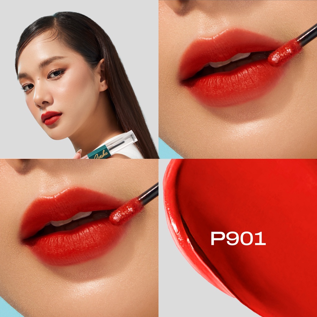 Son Siêu Lì 2 Đầu POSSHE P901 - Đỏ Cam Bền Màu 16h