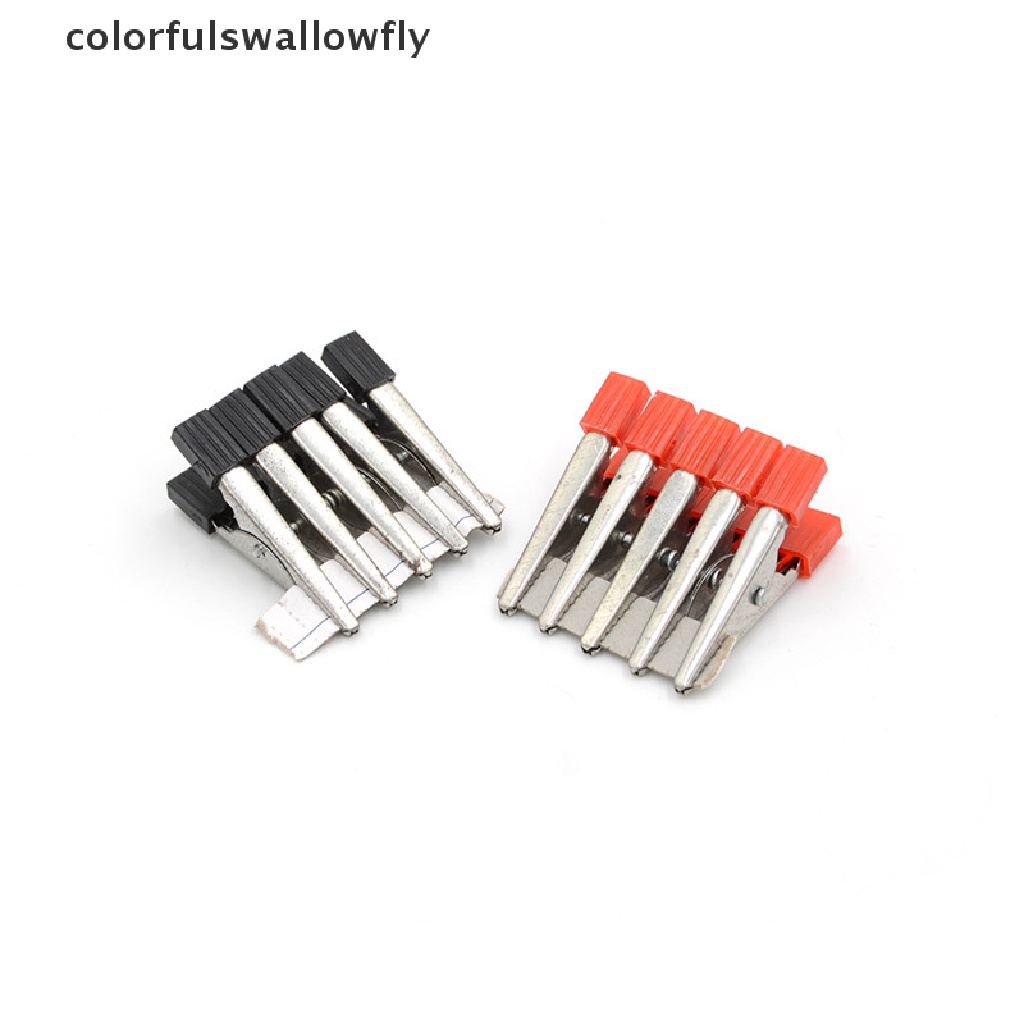 Set 10 Kẹp Cá Sấu Thử Pin 32mm Màu Đỏ + Đen