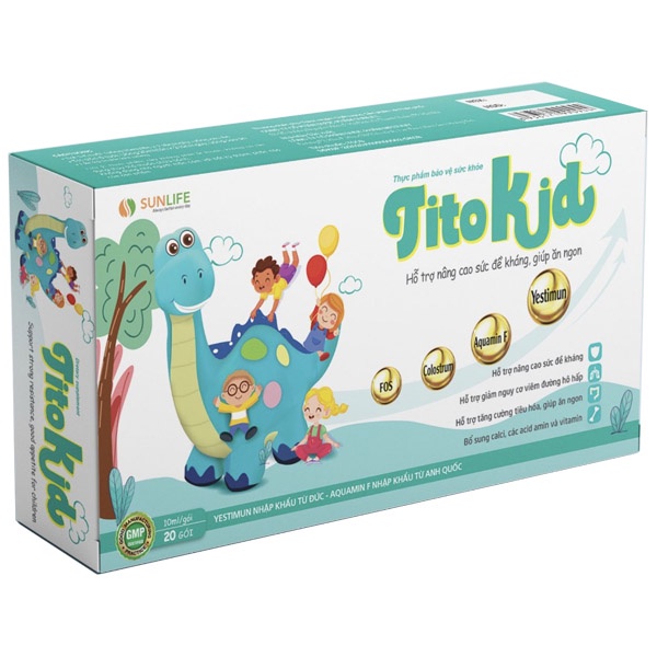 TITOKID - Hỗ trợ tăng cường tiêu hóa, giúp ăn ngon, nâng cao sức đề kháng (20 gói)