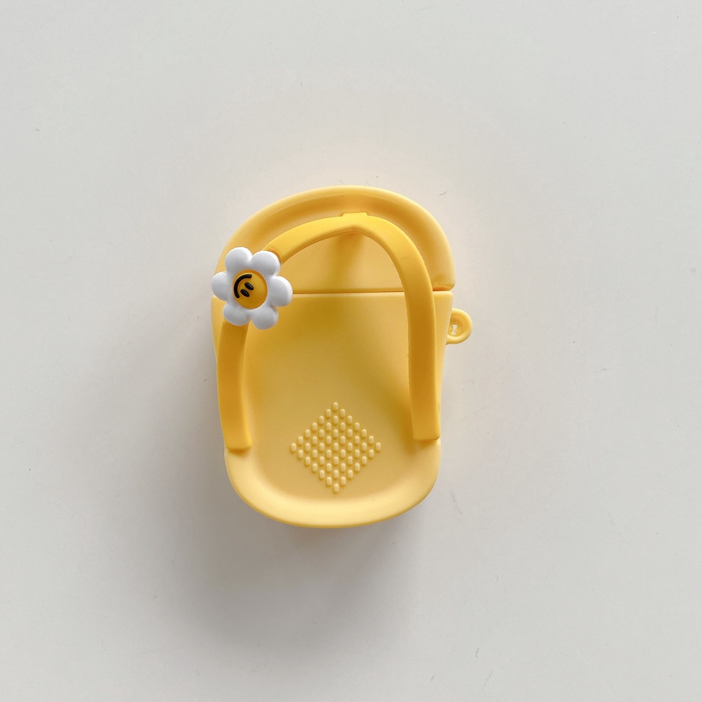 Vỏ Bảo Vệ Hộp Sạc Tai Nghe airpods 1 2 3 pro Bluetooth Bằng Silicon Mềm Gắn Móc Khóa Màu Vàng Dễ Thương silicone