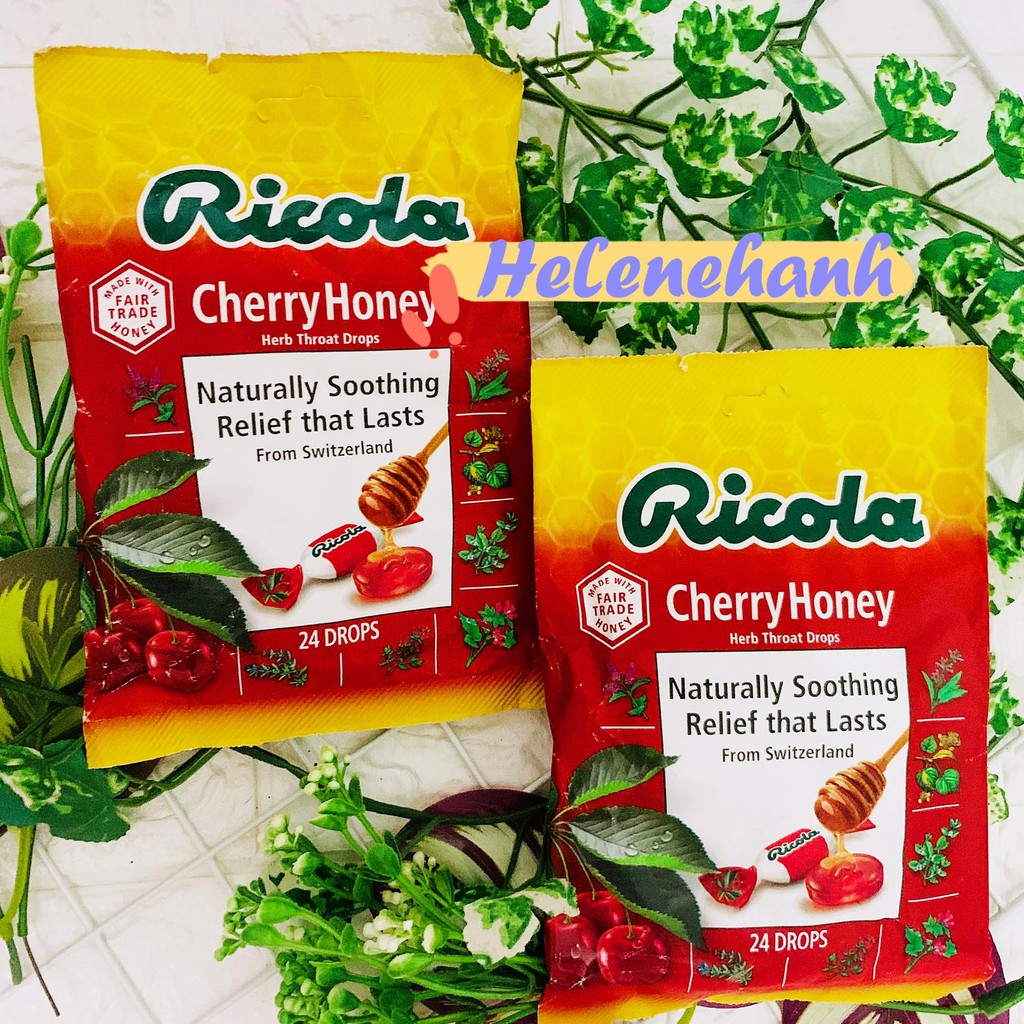 Kẹo ngậm giảm ho và thông cổ Ricola Cherry Honey 24 viên