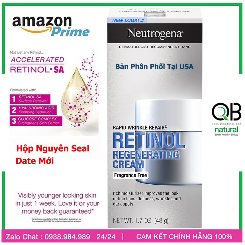 Neutrogena Retinol SA - Kem dưỡng ẩm + Chống Lão Hoá Nếp nhăn Retinol SA Rapid Wrinkle Repair, Regenerating Cream, 50ml