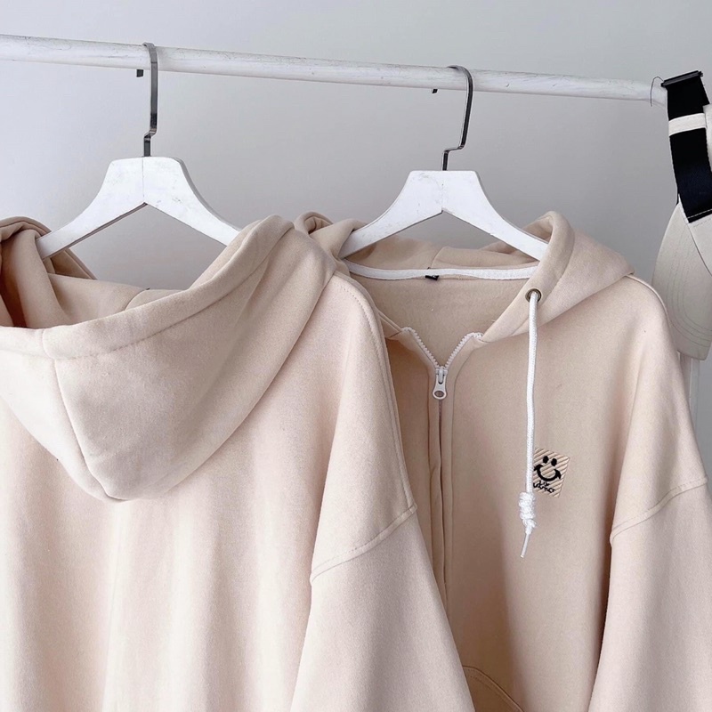 Áo Khoác Nỉ Zip Form Rộng SMILE THÊU ulzzang NBC