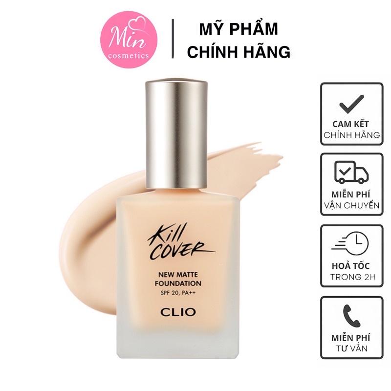 Kem Nền Siêu Che Phủ Kiềm Dầu Clio Kill Cover New Matte Foundation SPF20 PA++
