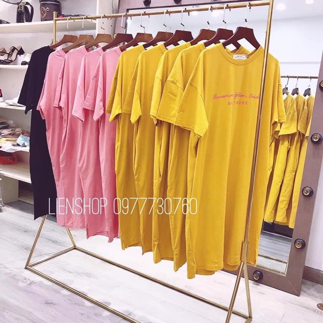 Đầm_suông-Váy suông cotton cổ tròn in chữ LADIES có xẻ (không túi ) | BigBuy360 - bigbuy360.vn
