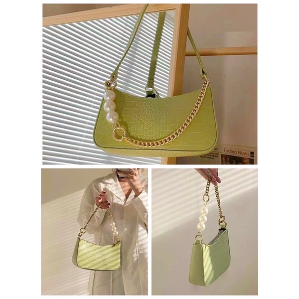 TNS - Túi đeo vai dáng thuyền da vân siêu đẹp ZR shoulder bag -màu xanh bơ hottrend