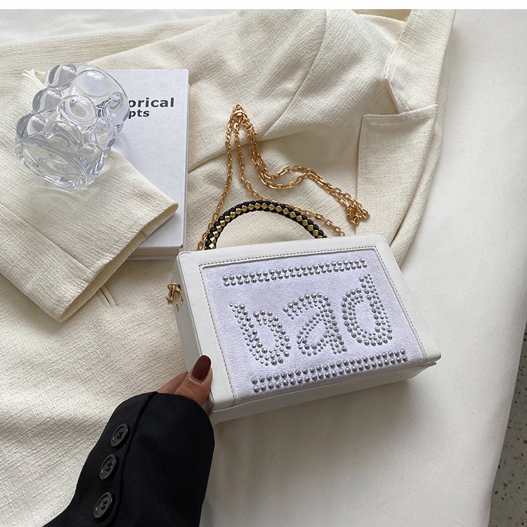 Túi Đeo Chéo Hình Vuông Cỡ Nhỏ Đính Đá Lấp Lánh Phong Cách Hàn Quốc Thời Trang Cho Nữ
