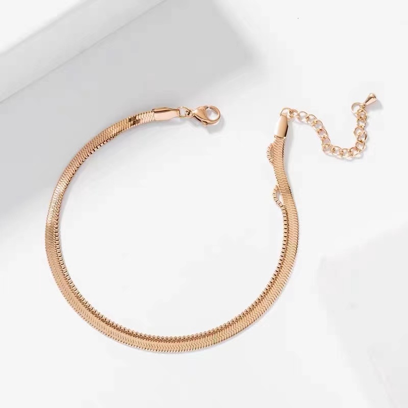 Lắc chân thép y tế họa tiết xương rắn phong cách thời trang Âu Mỹ đơn giản thời thượng quyến rũ dành cho nữ