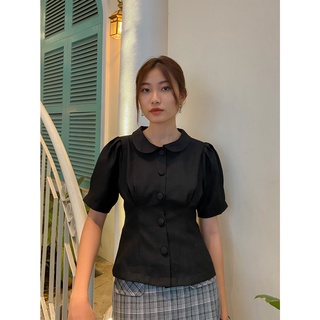 Áo cổ sen phối nút - Đen [A027 - Senbe Clothing]