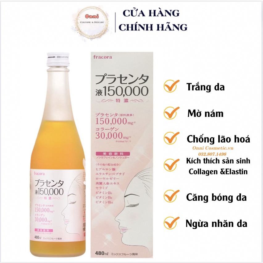 Nước Uống Đẹp Da Fracora Placenta Drink 150000mg Collagen 30000mg Từ Nhật Bản