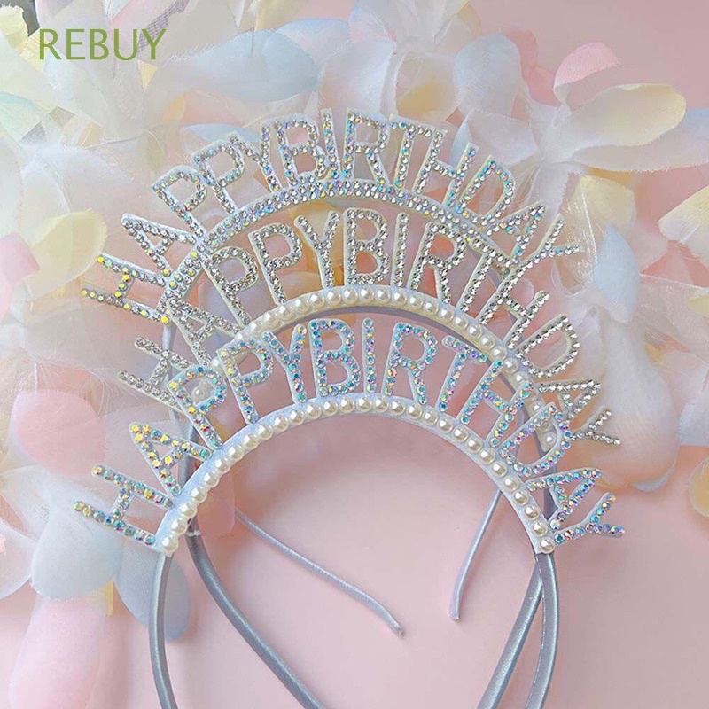 Bờm băng đô cài tóc lấp lánh happy birthday vải xốp trang trí sinh nhật bạn gái