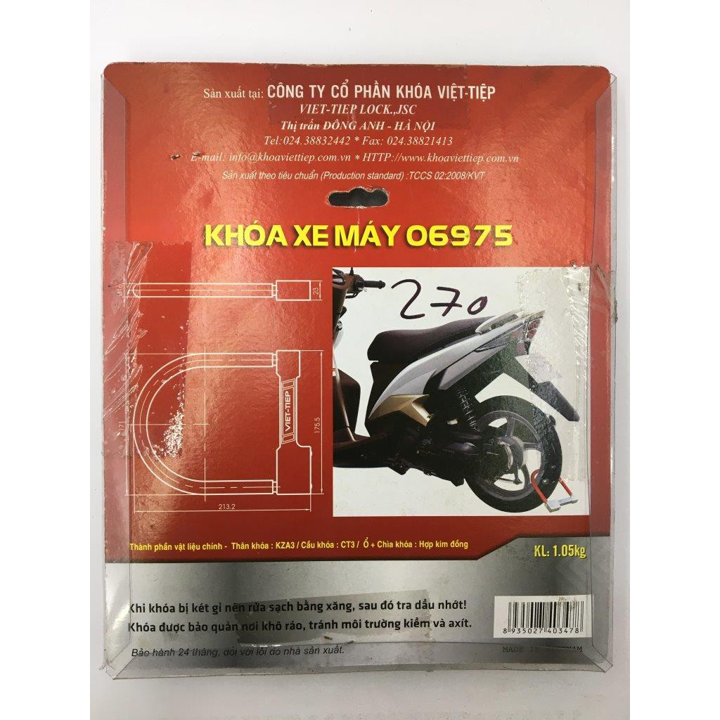 Khóa chữ U Việt Tiệp chống trộm xe máy xe đạp Model 06975