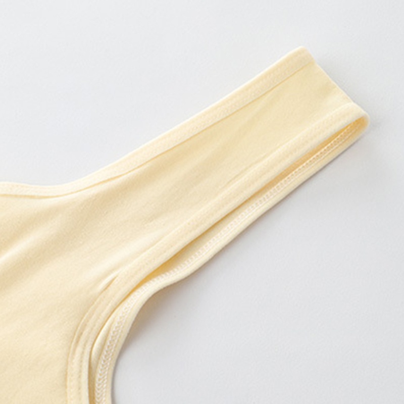 Haha Áo Ngực Cotton Hai Lớp Không Gọng Dây Bản Rộng Màu Trơn Thắt Nơ Ngọt Ngào Cho Nữ Tuổi Teen