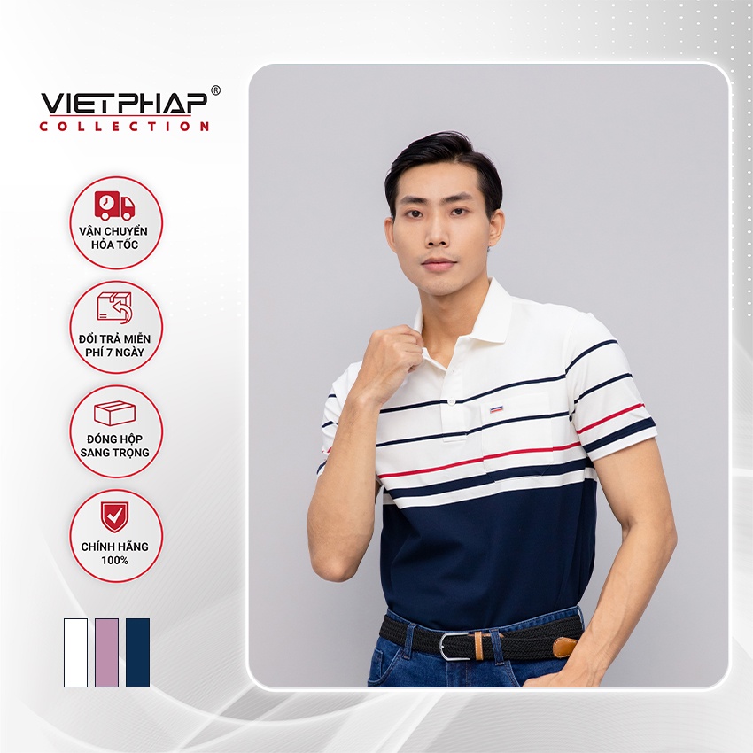 Áo Thun 4 Chiều Sọc Cao Cấp VIỆT PHÁP/ Form Luxury - Chất liệu cotton co dãn và thấm hút mồ hôi tốt 2023