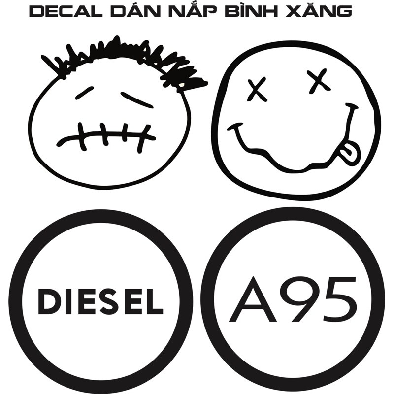 Decal dán nắp bình xăng,,decal mặt cười