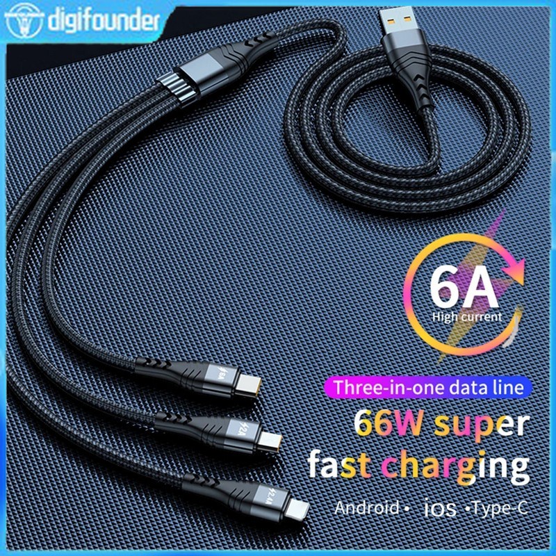 Dây Cáp Sạc Nhanh DIGIFOUNDER 6A USB Type C 3 Trong 1 2 Trong 1 Tiện Dụng B1N2