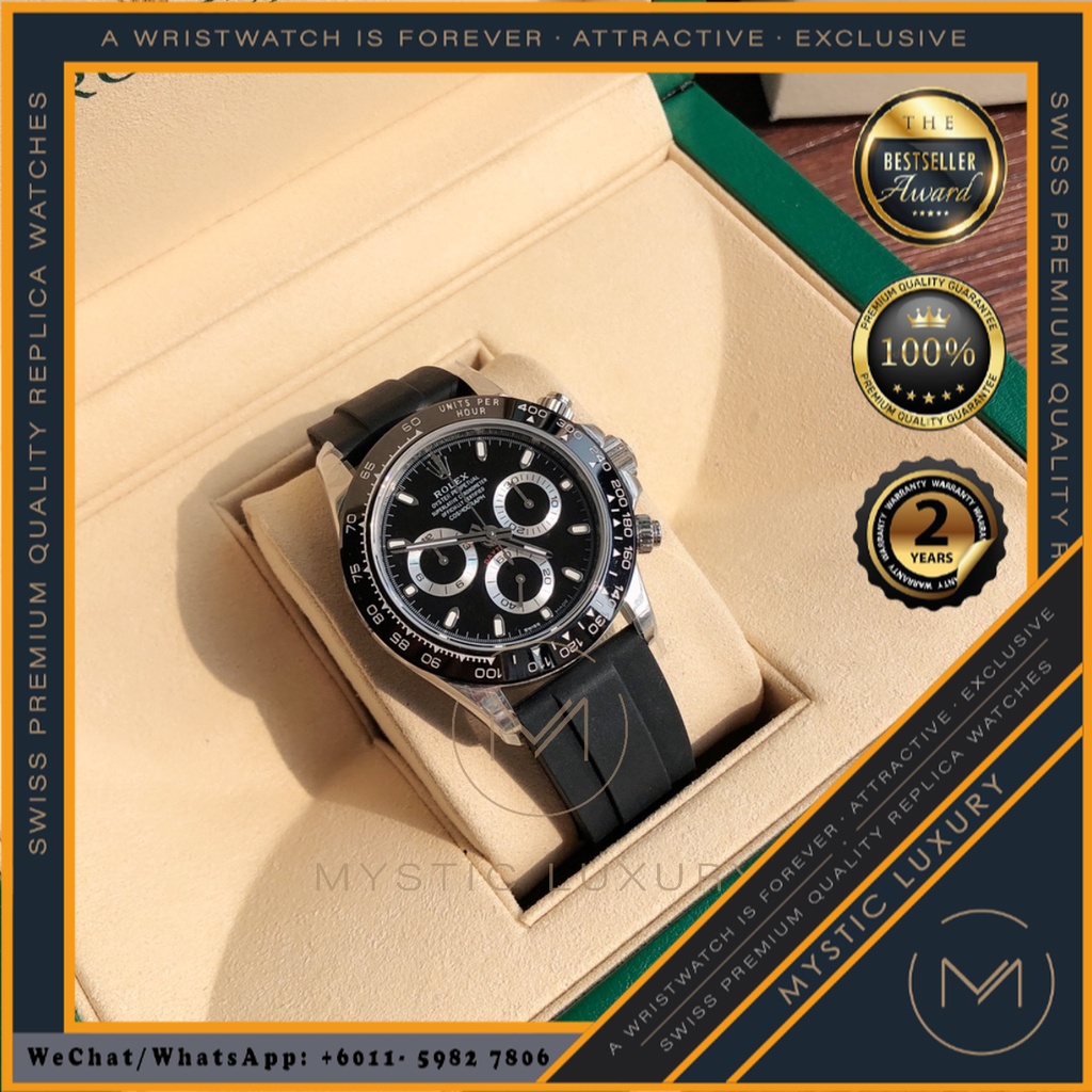 ⚜Chất Lượng Thụy Sĩ⚜Kính Vạn Hoa RL Daytona Gốm Sứ Đen 116500Dây Đeo Cao Su 40mm Sang Trọng Cho Đồng Hồ Nam
