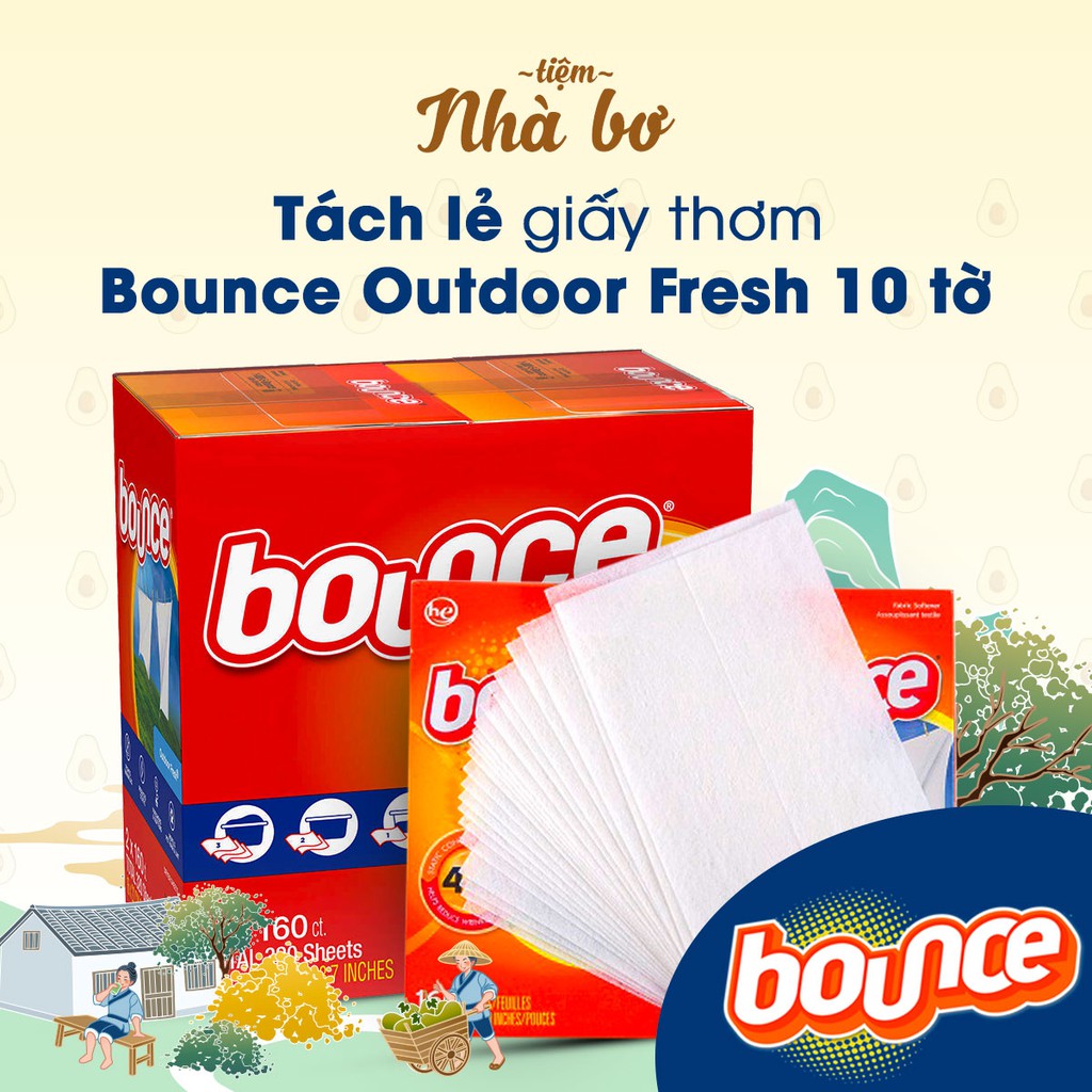 [ Tách lẻ ] Giấy thơm quần áo Bounce Mỹ 10 tờ