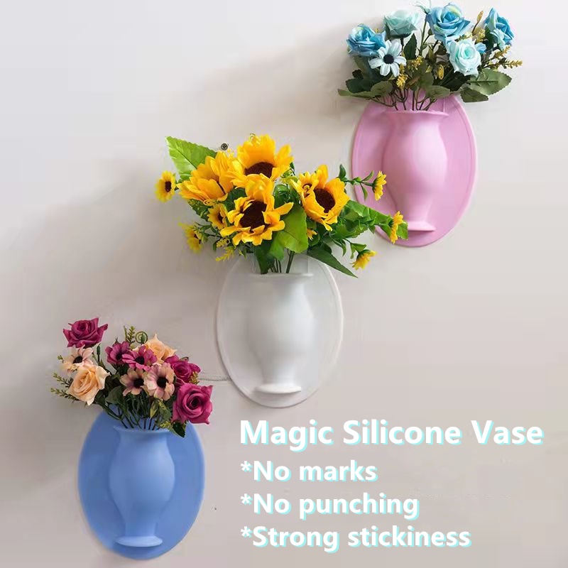Lọ Hoa Silicone Treo Tường Trang Trí Nhà Cửa Có Thể Tháo Rời Tiện Lợi