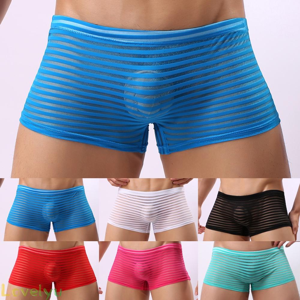 [ FAST SHIPPING ]Underwear Briefs Casual Sexy Shorts Striped Swimwear Trunks Underpants