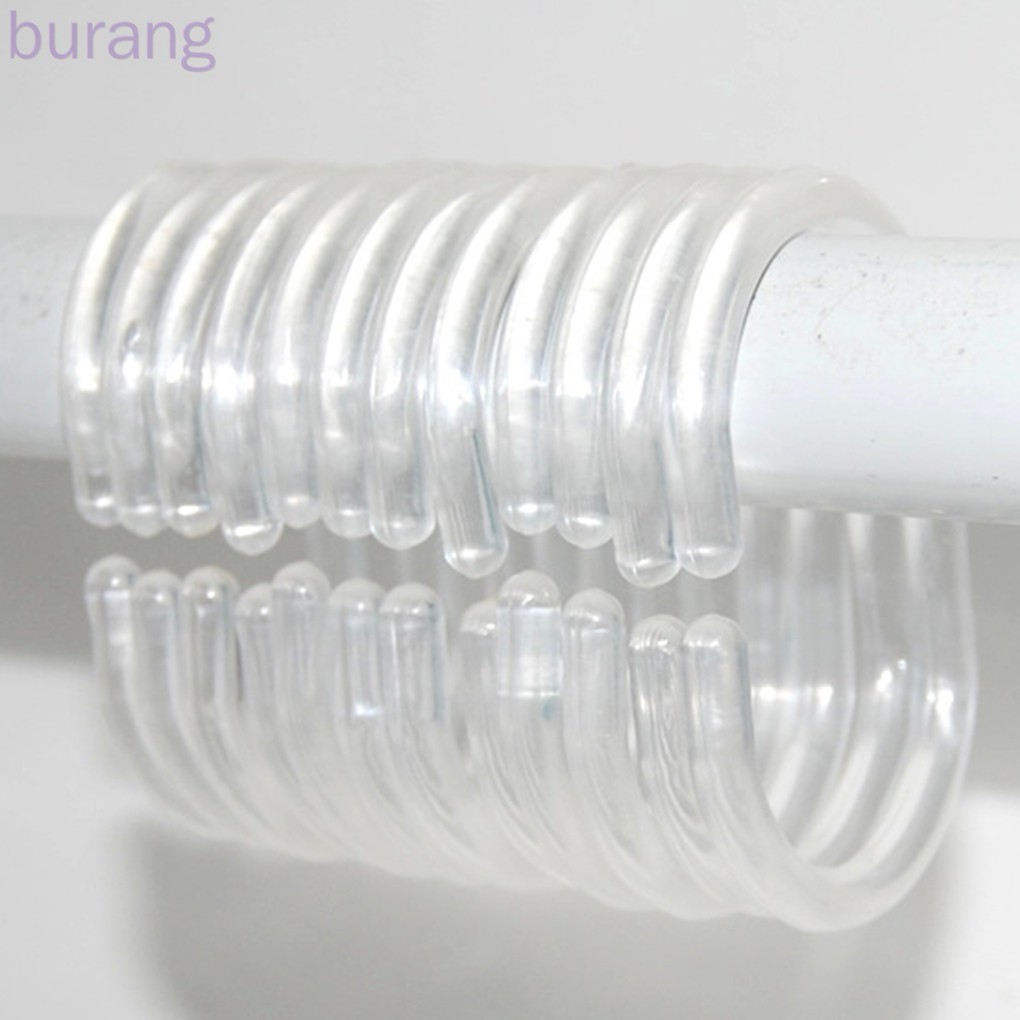 Set 24 móc treo rèm nhà tắm hình chữ C trong suốt có thể xoay 360 độ