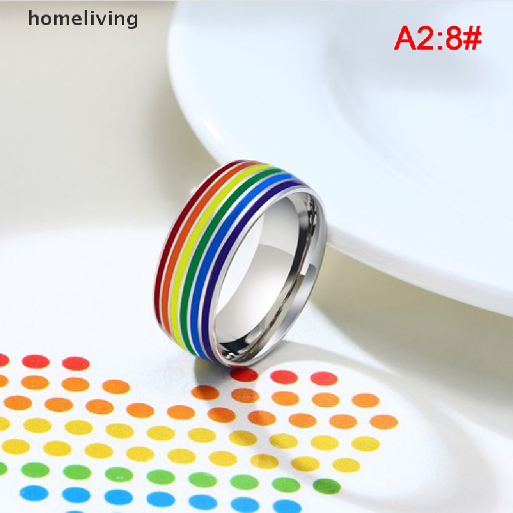 Nhẫn Cầu Vồng LGBT Bằng Thép Không Gỉ
