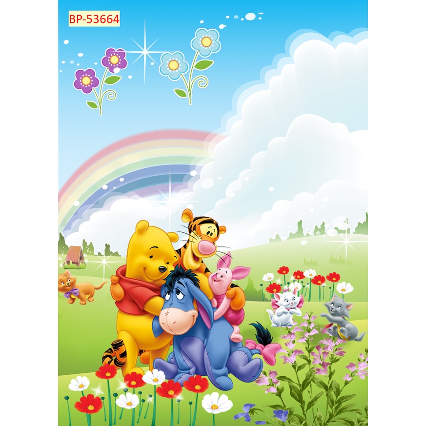 Tranh Dán Tường 3D Chủ Đề CHU GẤU POOR VÀ NHỮNG NGƯỜI BẠN ĐÁNG YÊU SIÊU SẮC NÉT