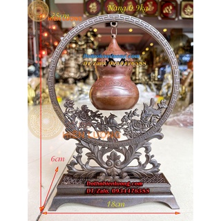 Lư xông trầm treo hồ lô nâu bằng đồng nguyên chất cao 25cm - vật phẩm phong thủy