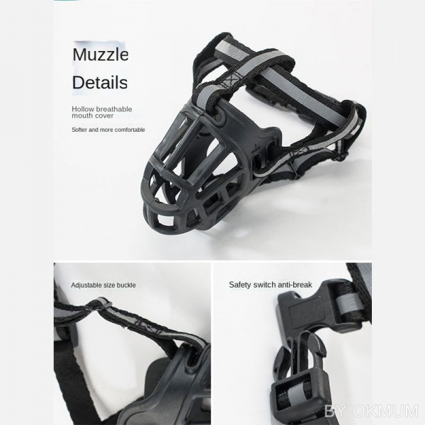 Rọ Mõm Chó Bằng Silicon Mềm Mại Thoải Mái Kèm Băng Keo Phản Quang Cho Thú Cưng FPJ-012