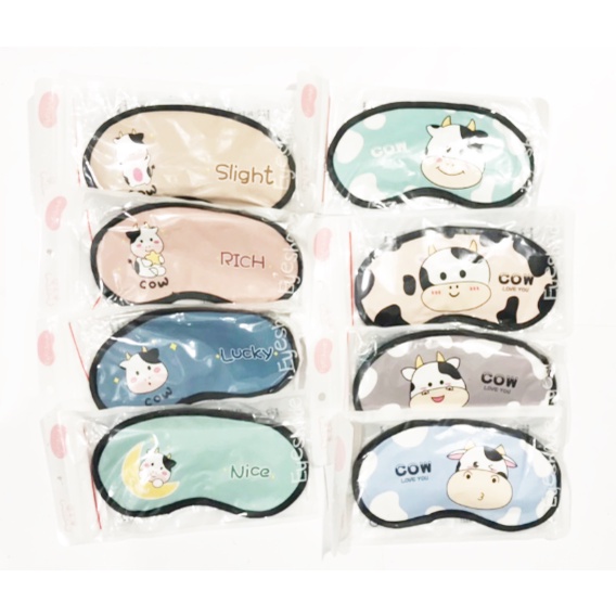 Bịt mắt ngủ bò sữa BMN5 cute dễ thương hoạt hình kèm túi gel