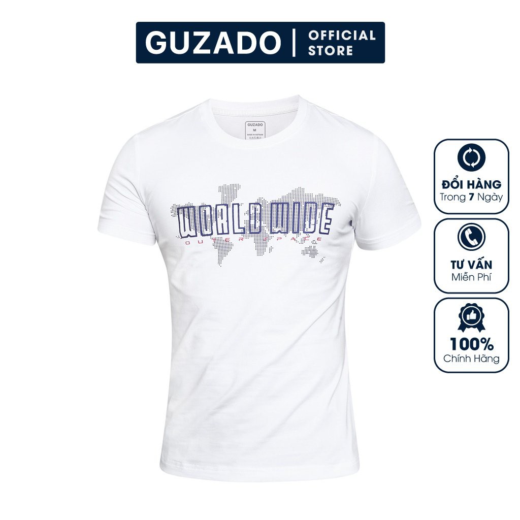 Áo Thun Nam Guzado Chất Cotton Cao Cấp, Mềm Mại, Form Regular Fit Thoải Mái Vận Động GTS05