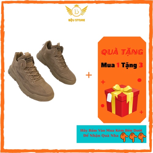 Giày da lộn ⚜️Bệu Store⚜️ Giày Sneaker Nam Da Lộn Cổ Lửng Phong Cách - Đế Đúc Cao Su Siêu Bền - Bảo Hành 12 Tháng