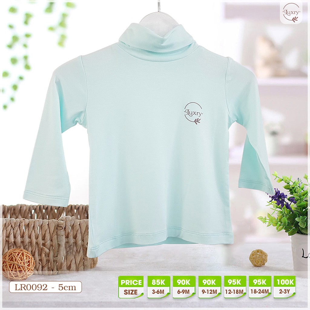 Áo cổ lọ 5cm cho bé trai và bé gái giữ ấm cổ ngực tay dễ thương - Vải sợi tre thương hiệu Luxry