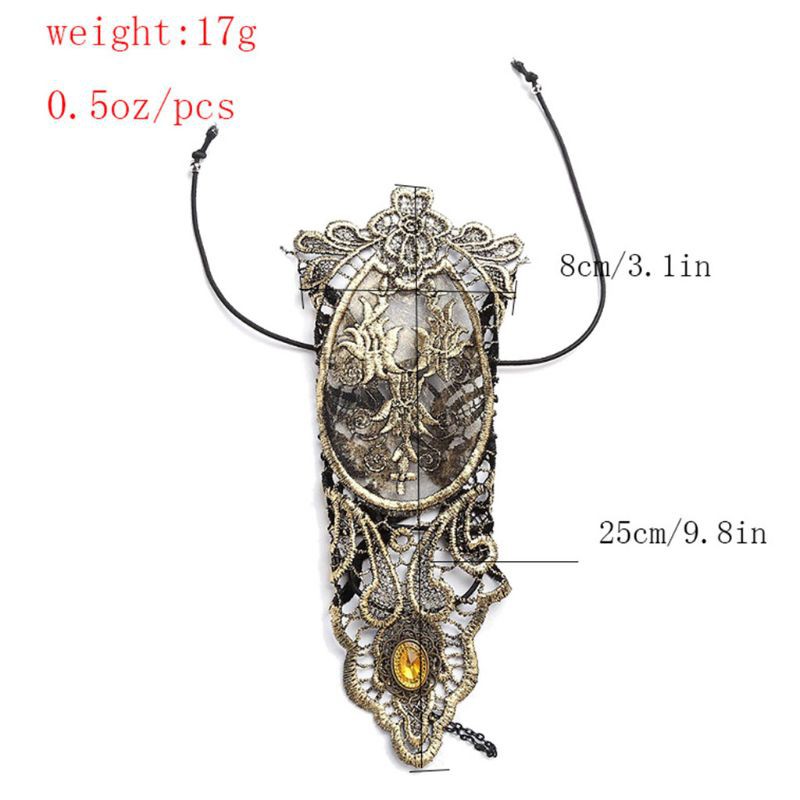 Găng tay ren hở ngón đính đá phong cách cổ điển cho nữ