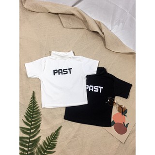 Áo croptop cổ lọ in chữ cá tính thun bozip cao cấp co giãn 4 chiều
