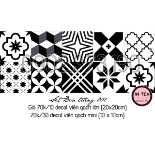 Set 20 viên decal gạch bông Blue size 20x20cm không cắt rời ( 2 tờ khổ 100x40cm)