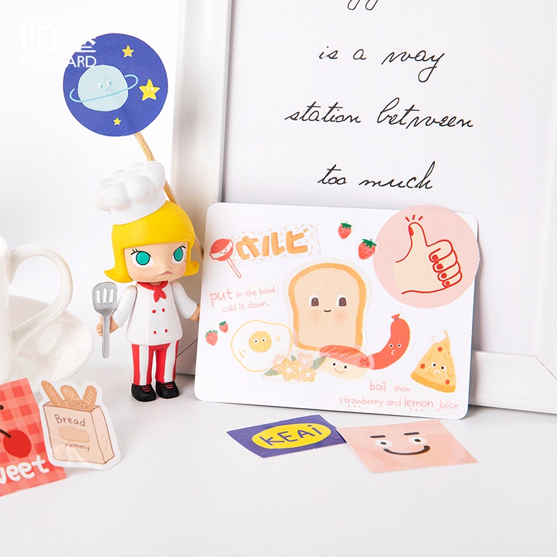 Sticker chủ đề Gấu Trắng Đáng Yêu - Hộp 45 miếng dán trang trí sổ tay Bullet Journal - M078