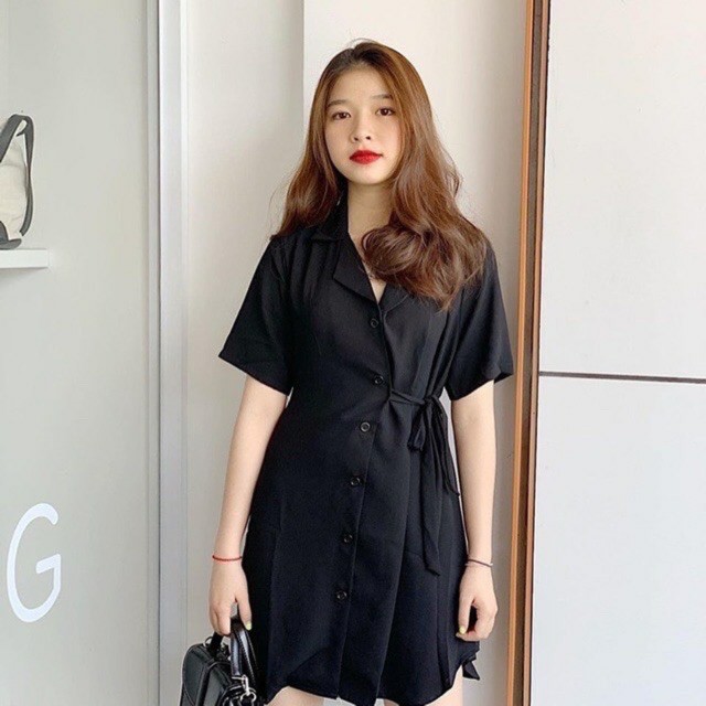 Đầm đen Hebe Dress cổ trụ ngắn tay - Freesize - Pink moon store | BigBuy360 - bigbuy360.vn