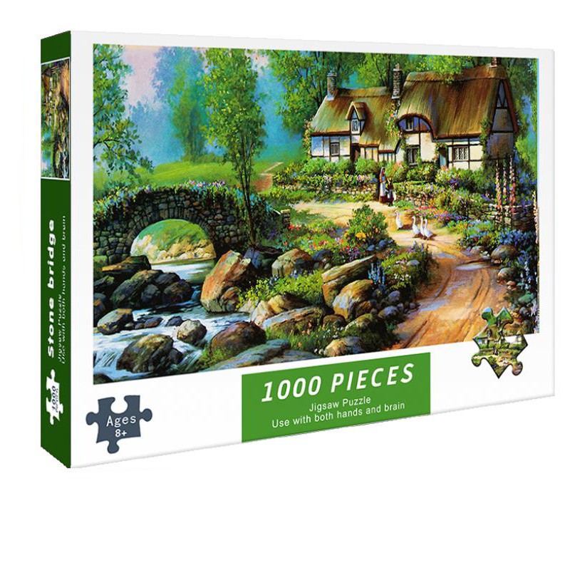 Bộ Tranh Ghép Xếp Hình 1000 Pcs Jigsaw Puzzle Tranh Ghép (75*50cm) Nước Chảy Cầu Nhỏ Bản Đẹp Cao Cấp