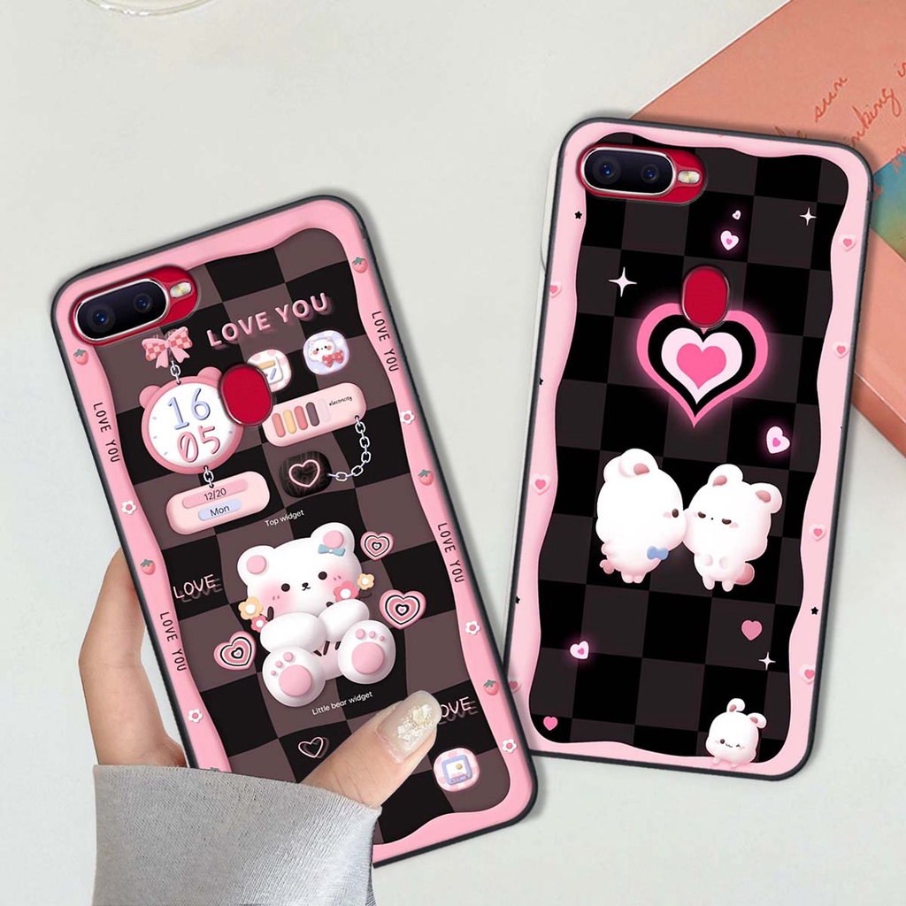 Ốp lưng Oppo A5s / A7 / F9 / A12 in hình gấu cute,bò sữa 3D cute dễ thương bảo vệ điện thoại