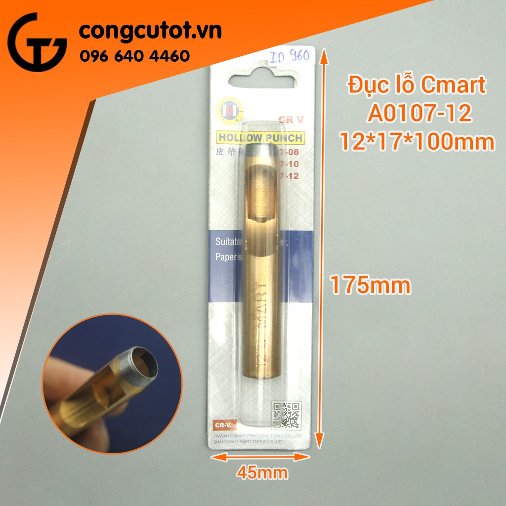 Đục lỗ 12*17*100mm C-Mart A0107-12
