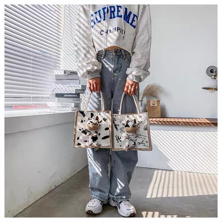 Túi cói mini tặng kèm bò sữa dễ thương | BigBuy360 - bigbuy360.vn