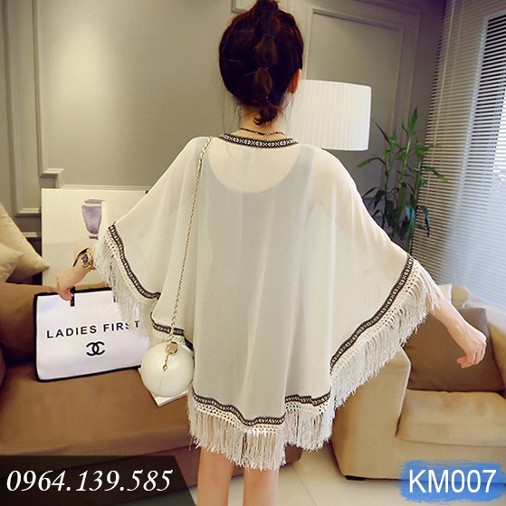 Áo choàng kimono cánh dơi đi biển, du lịch, đi chơi cực xinh, viền thổ cẩm