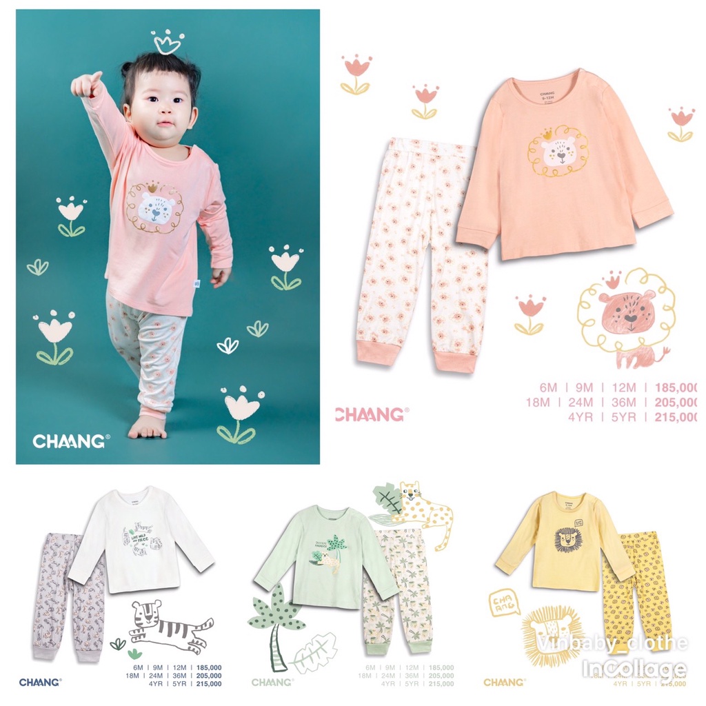 Chaang Bộ dài tay cho bé cúc vai chất cotton dành cho bé từ 3 tháng đến 5 tuổi Tigger AW2023D1