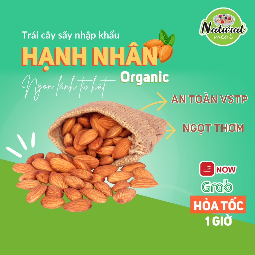 Hạnh nhân nướng tách vỏ, hạnh nhân nhập khẩu chính hãng, gói 250g - M02