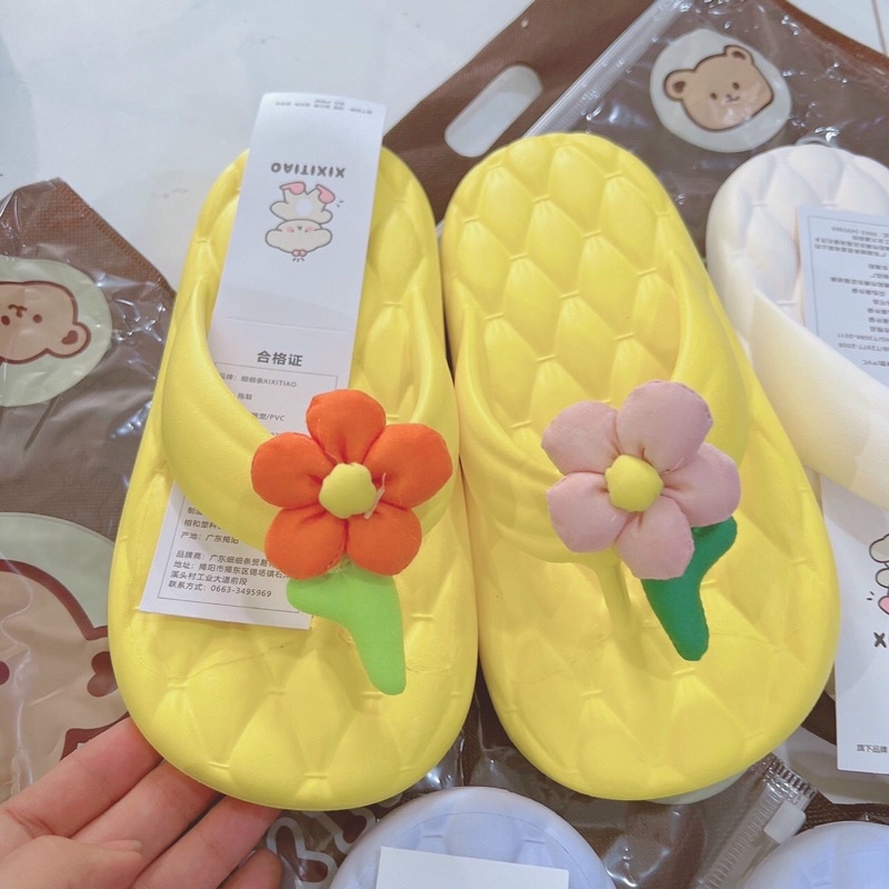 Dép kẹp mix bông siêu cute đế chống trượt không thấm nước-phong cách Hàn quốc 2023