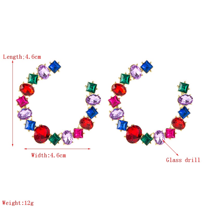 PINKDUDU Bông Tai Hình Chữ C / Vuông / Kính Cường Lực Bằng Kim Loại Phong Cách Boho Thời Trang Cho Nữ PD756