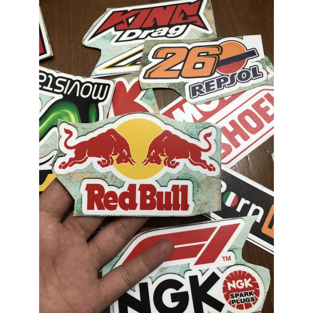 Tx20-Opt2 : 20 tem decal dán trang trí xe logo king drag redbull ok movítar gopro 46 the doctor t2 racing akrapov NT 22