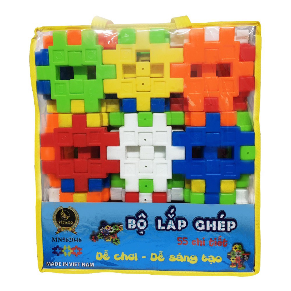 Bộ 55 Mảnh Ghép Size Lớn Cho Bé Lắp Ghép Sáng Tạo Bằng Nhựa Cao Cấp An Toàn Cho Bé